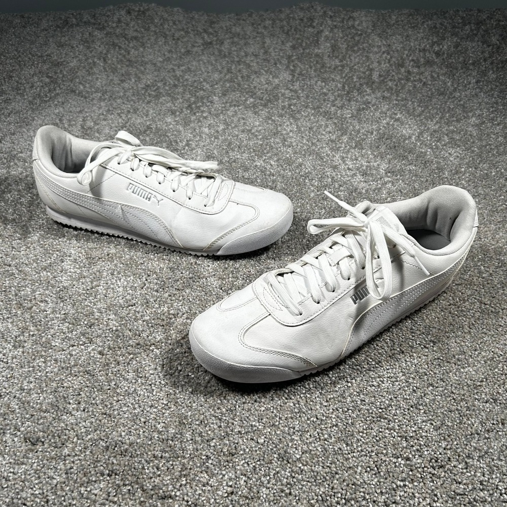 Puma Turin II White Silver Mens Sneakers US 11 Low Top 372861-01 - Picture 4 of 8